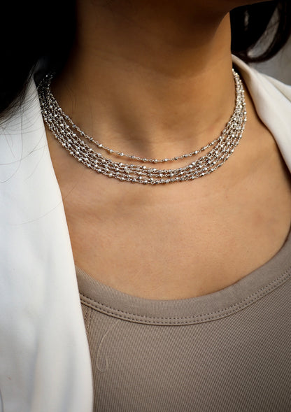 Chamak Short Silver Necklace