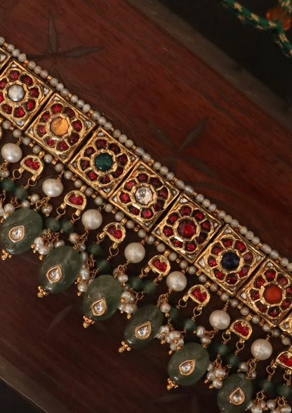 Amrapali Navratna Silver Choker Necklace