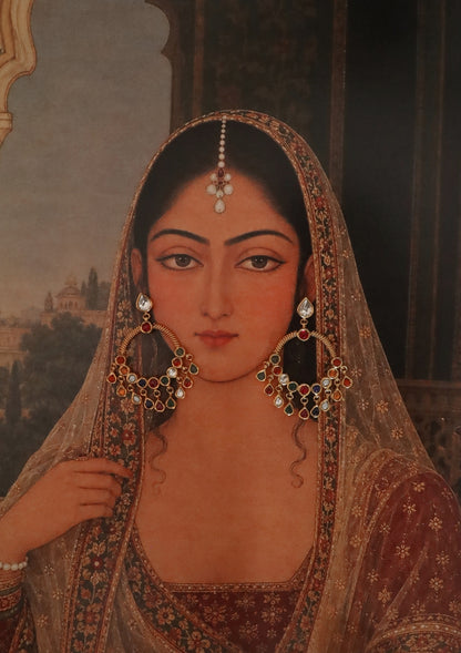 Rangrez Navratna Silver Chandbali Earrings