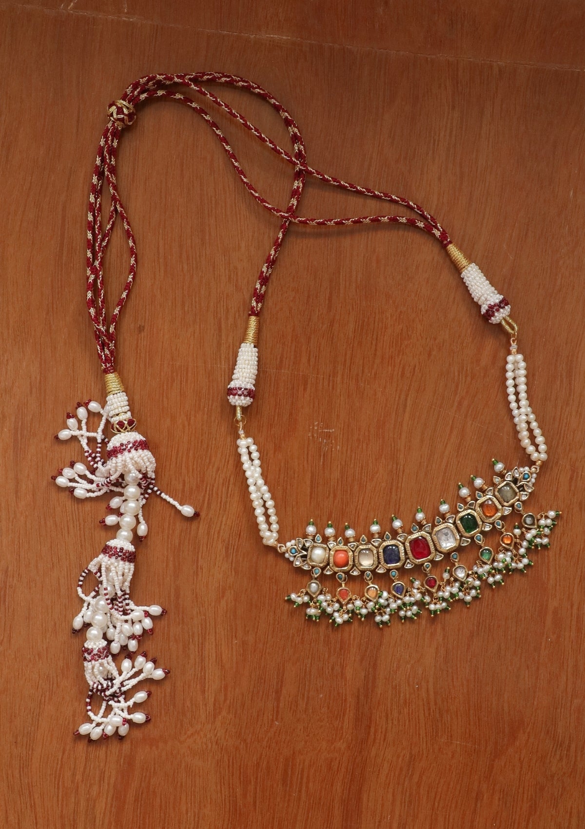Vamika Navratna Silver Choker Necklace