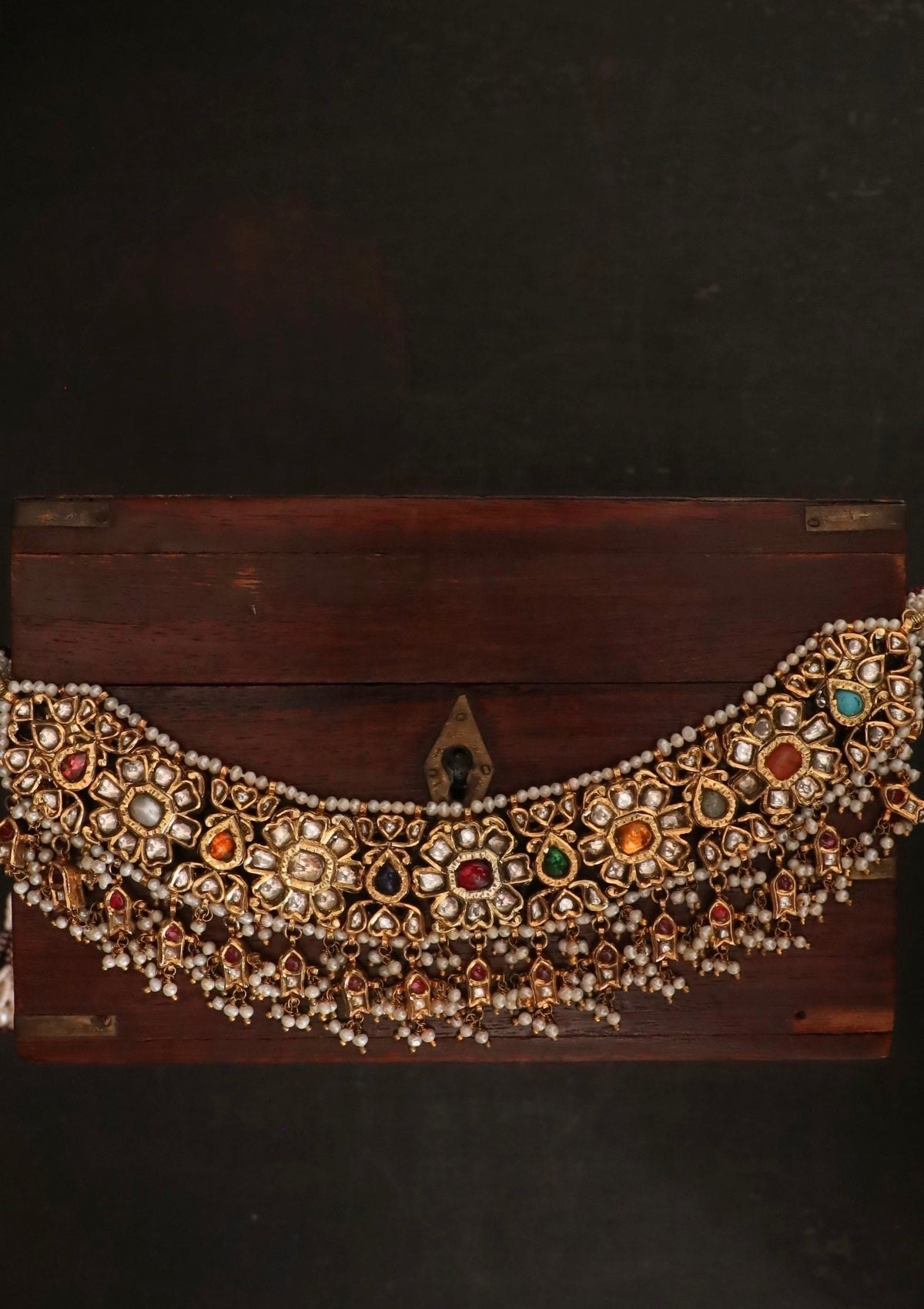 Rajvika Navratna Silver Necklace
