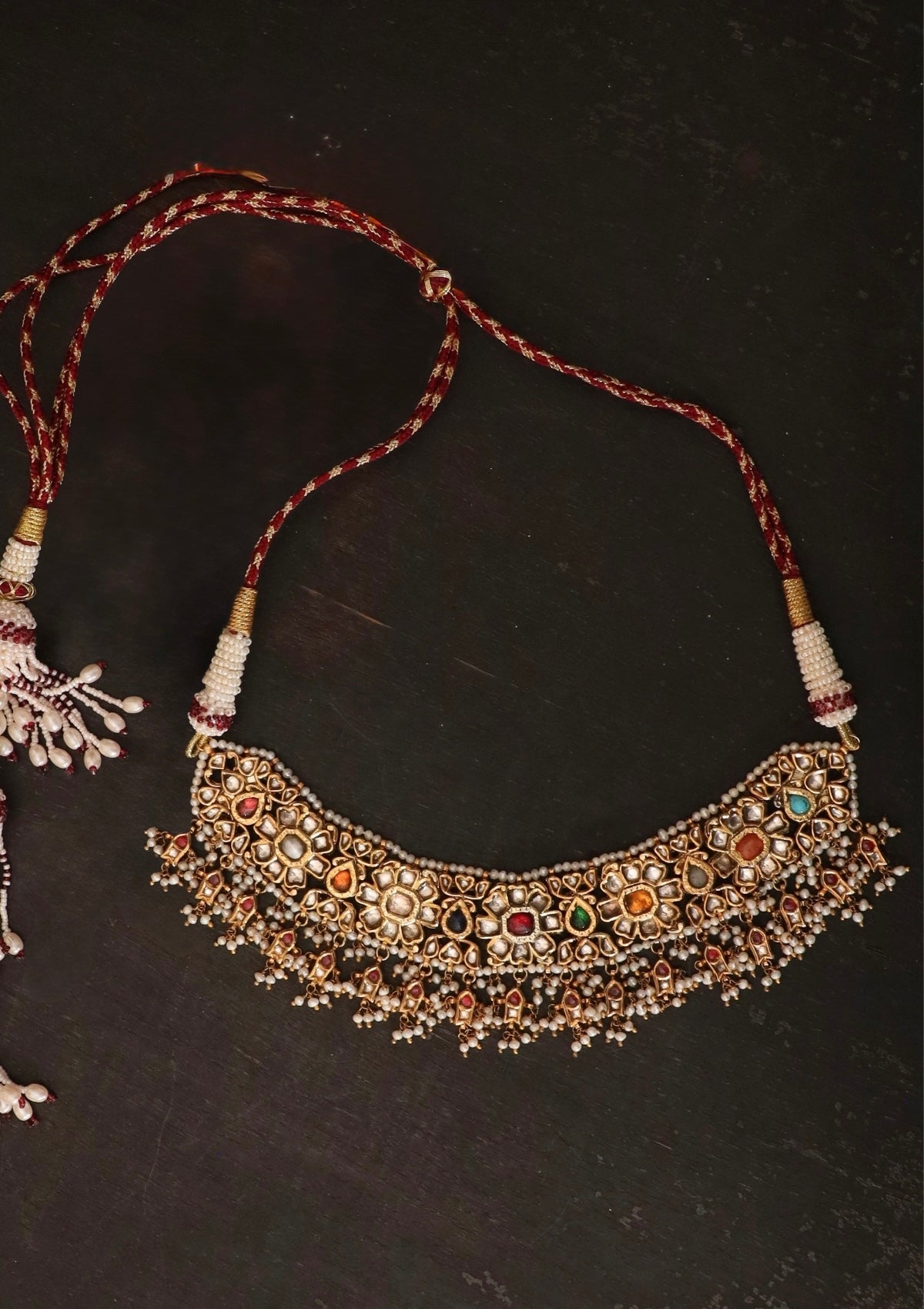 Rajvika Navratna Silver Necklace