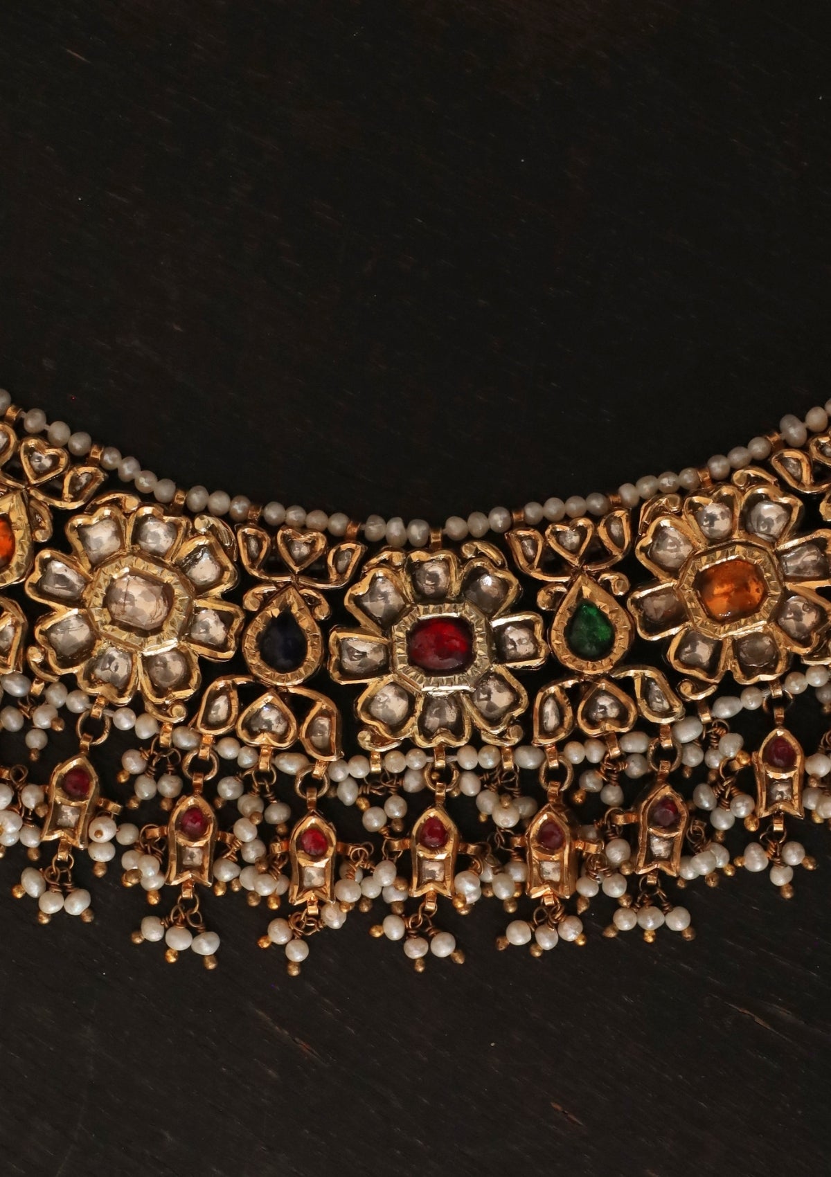 Rajvika Navratna Silver Necklace