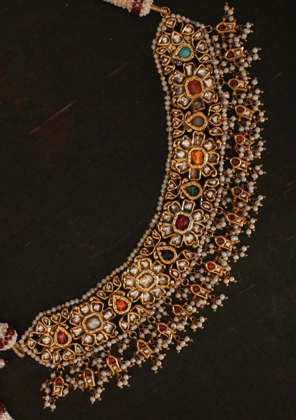 Rajvika Navratna Silver Necklace