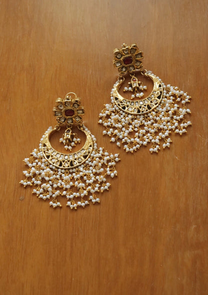 Rajvika Silver Chandbali Earrings