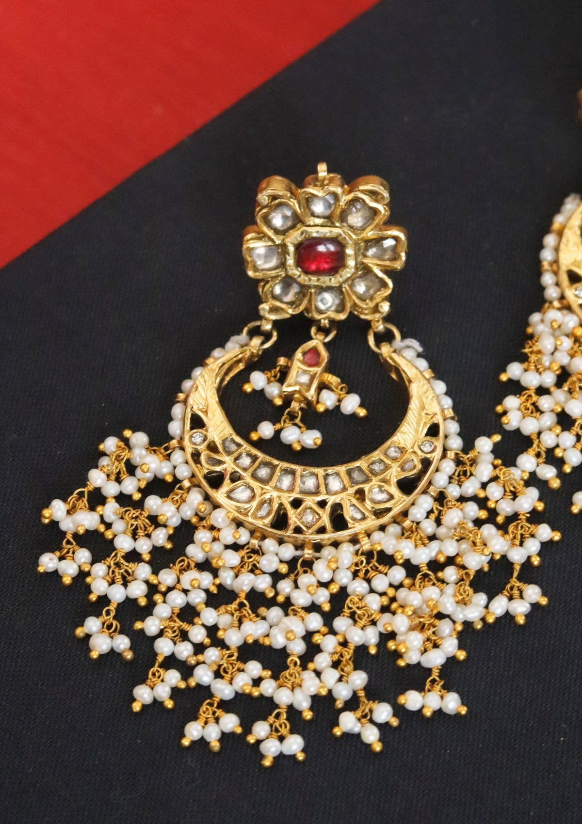 Rajvika Silver Chandbali Earrings