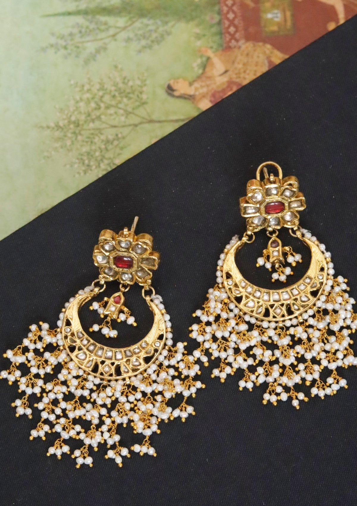 Rajvika Silver Chandbali Earrings