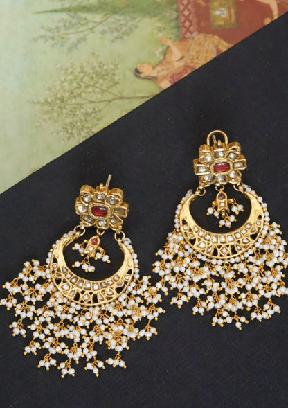 Rajvika Silver Chandbali Earrings
