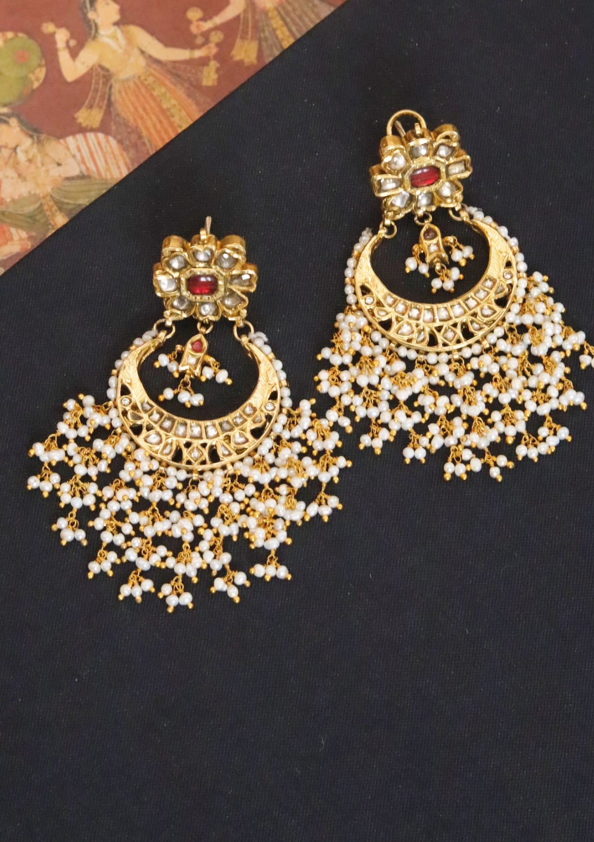 Rajvika Silver Chandbali Earrings