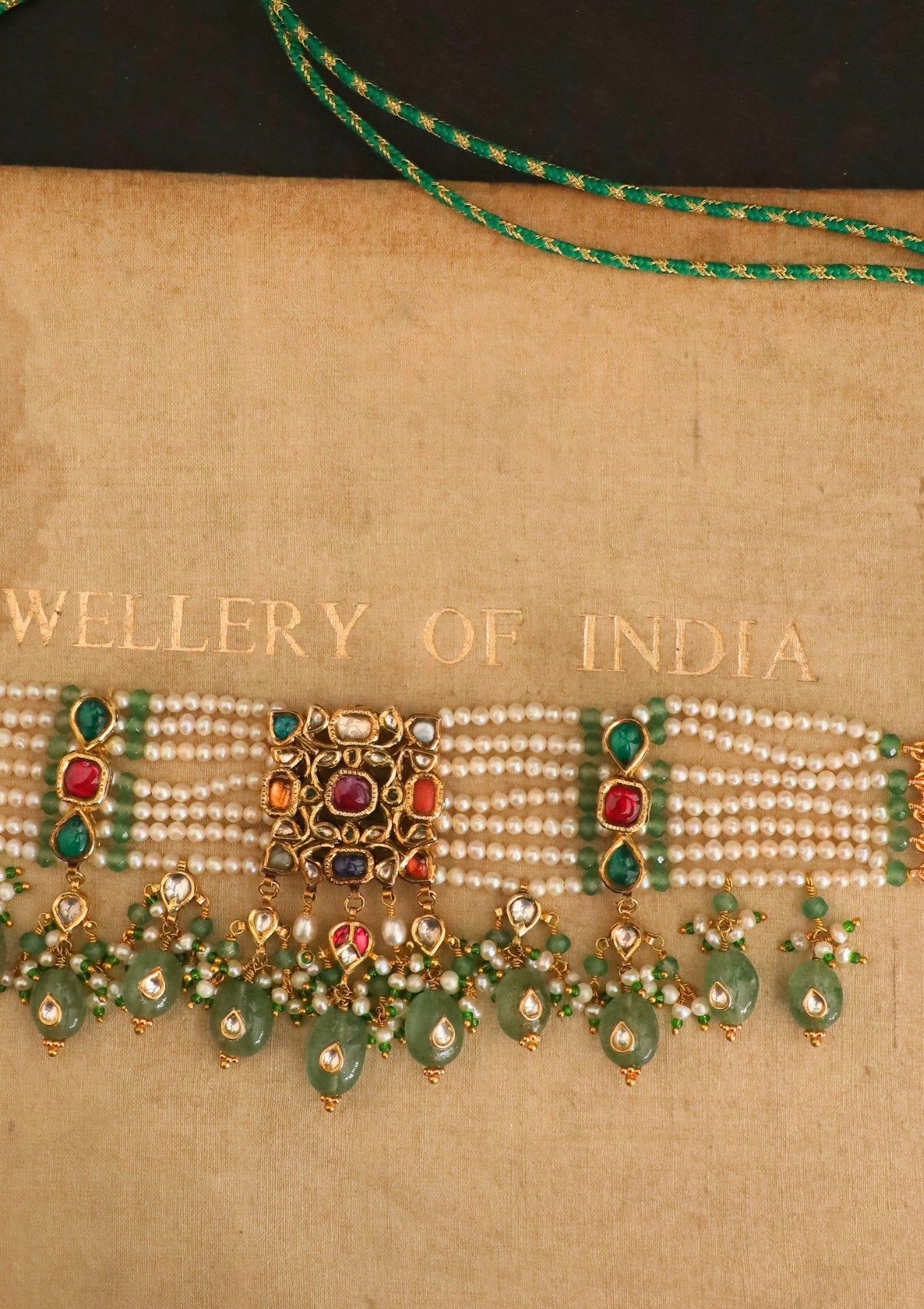 Rangmahal Navratna Silver Choker Necklace