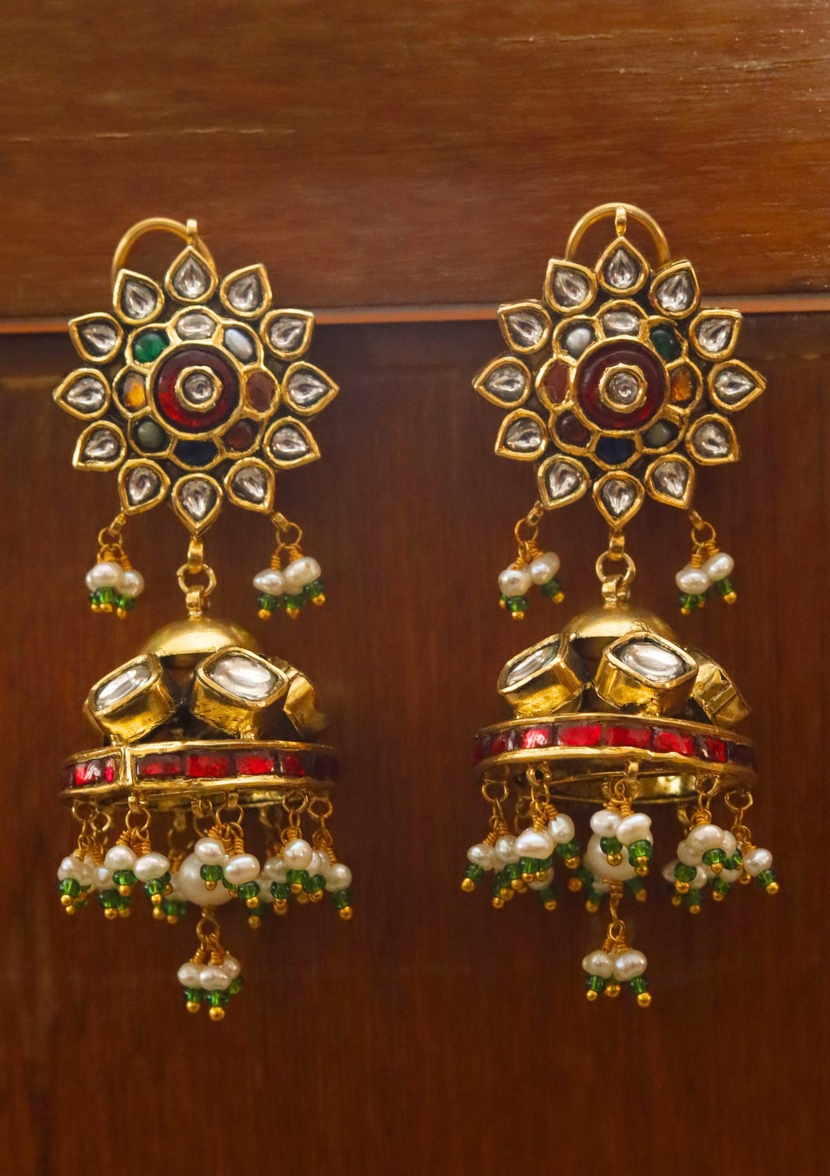 Vamika Navratna Silver Jhumki Earrings