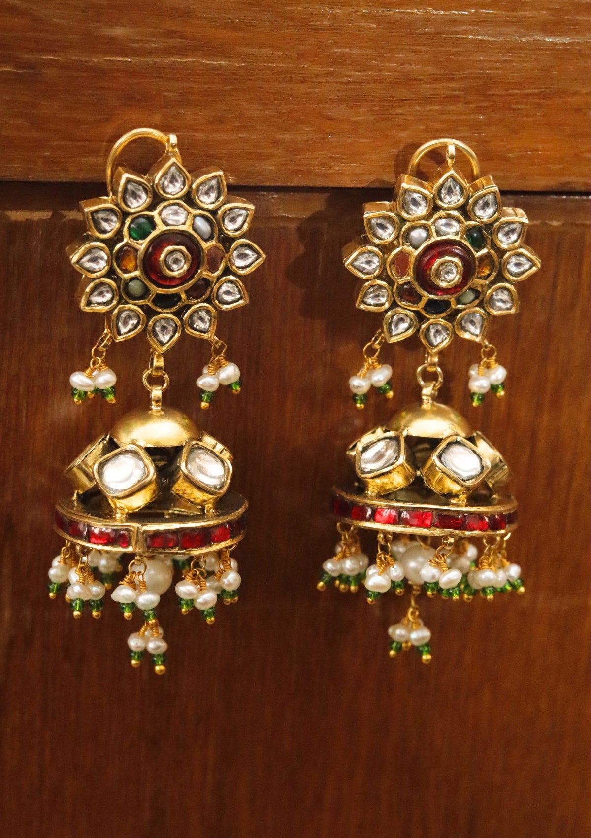Vamika Navratna Silver Jhumki Earrings