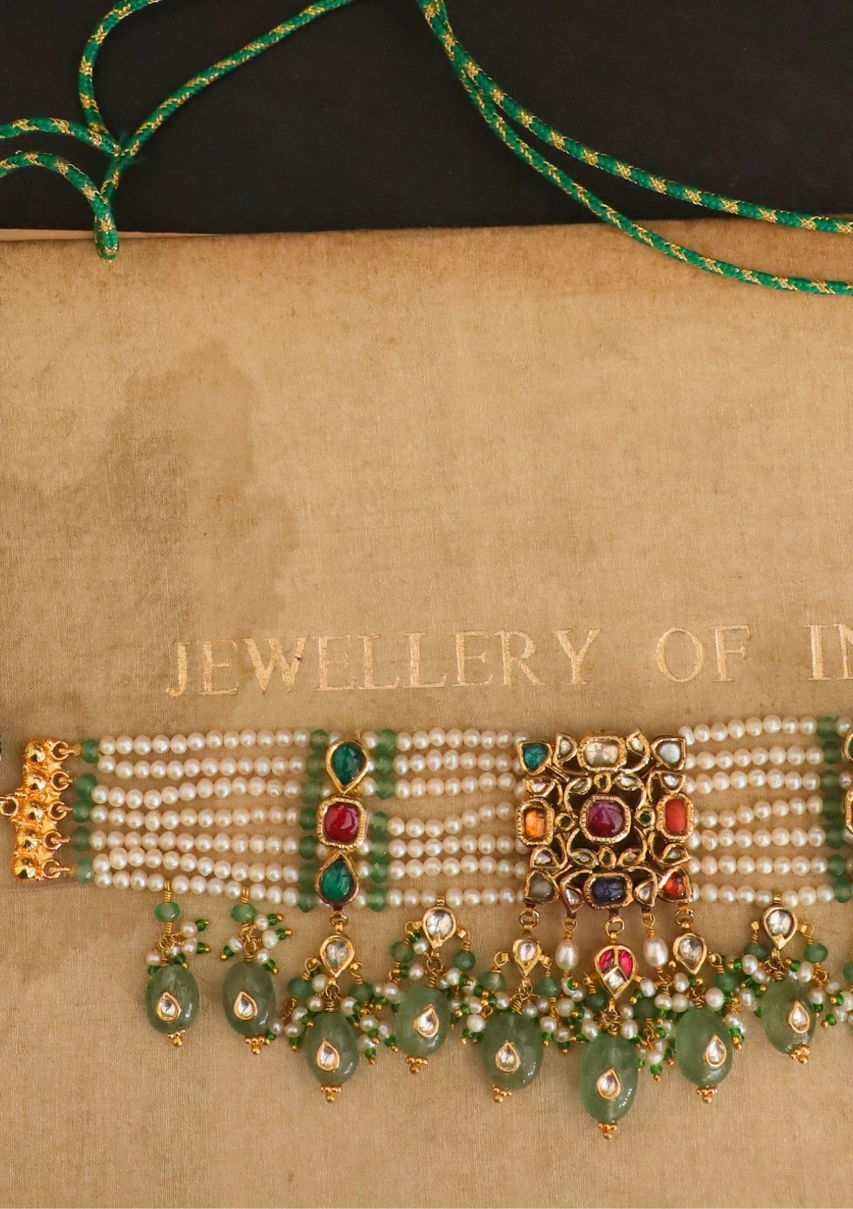 Rangmahal Navratna Silver Choker Necklace