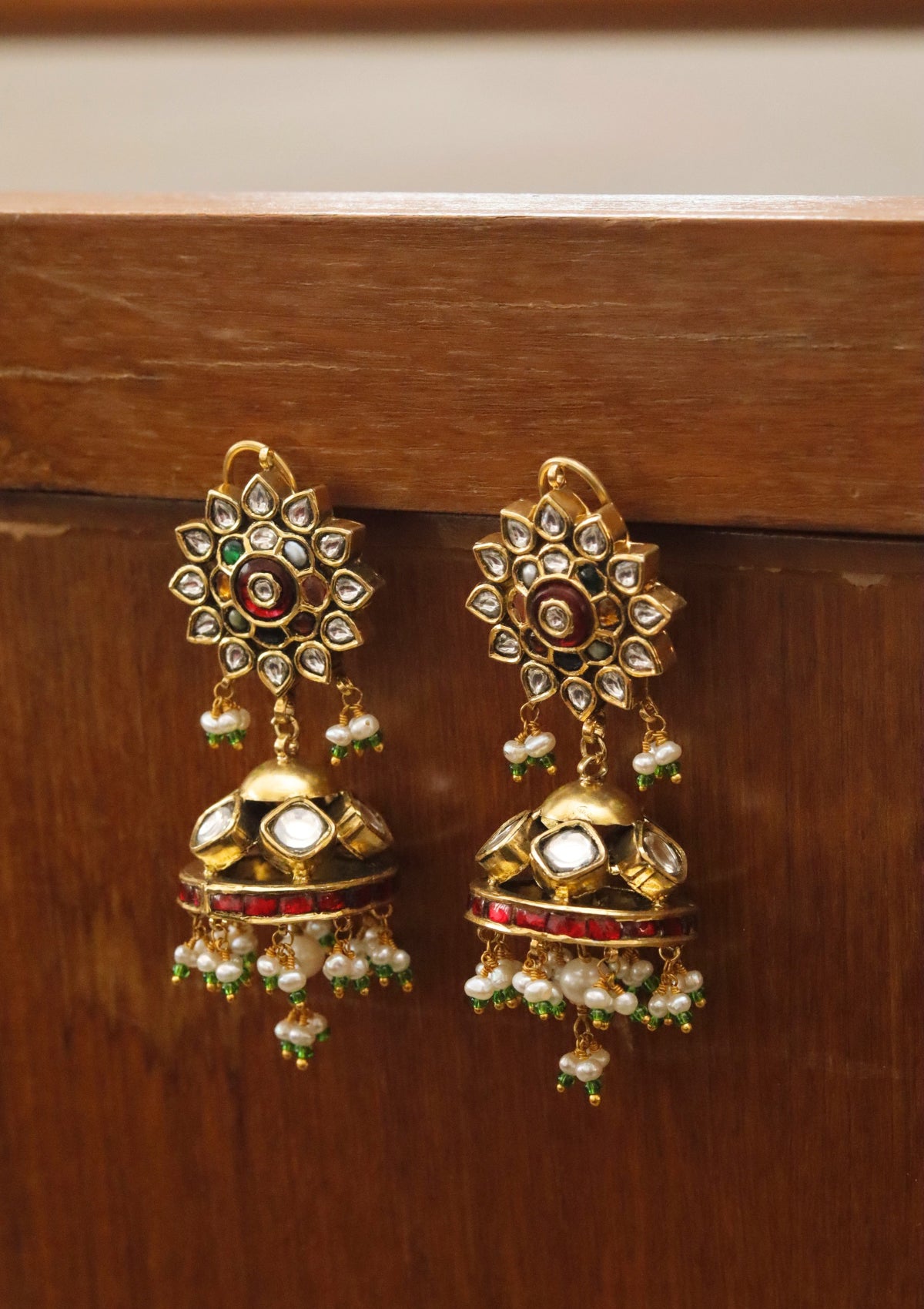 Vamika Navratna Silver Jhumki Earrings