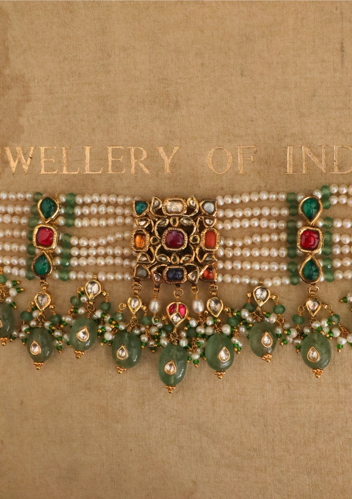 Rangmahal Navratna Silver Choker Necklace