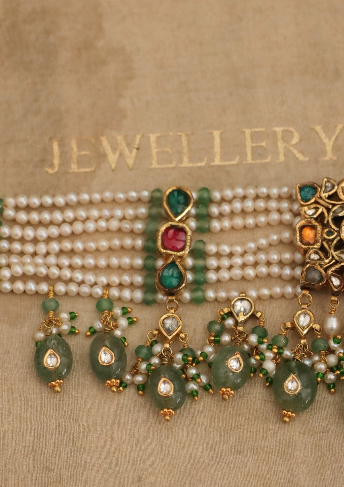 Rangmahal Navratna Silver Choker Necklace