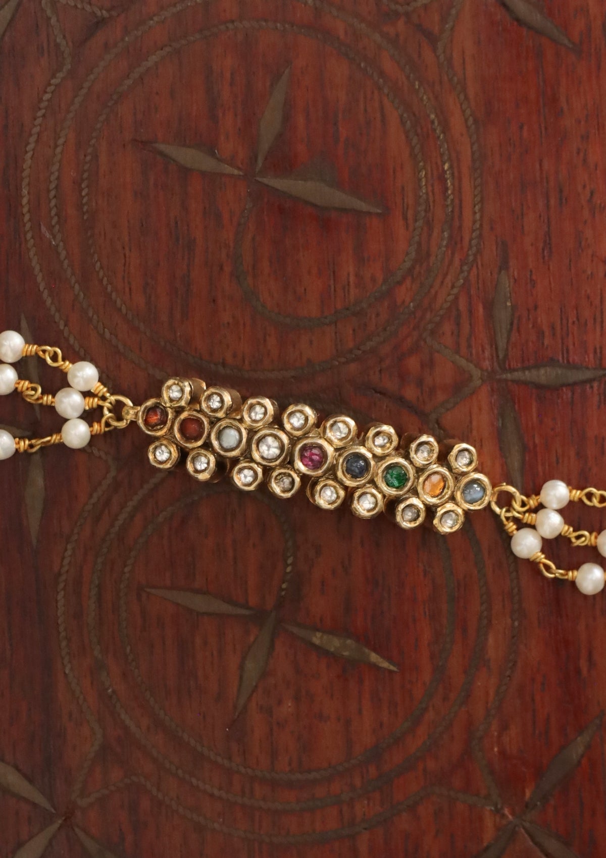 Aabha Navratna Silver Bracelet
