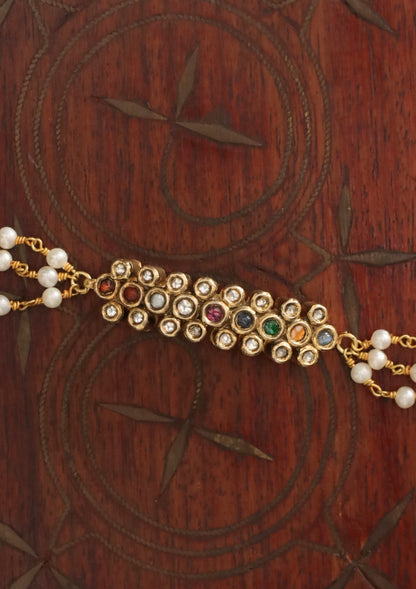Aabha Navratna Silver Bracelet