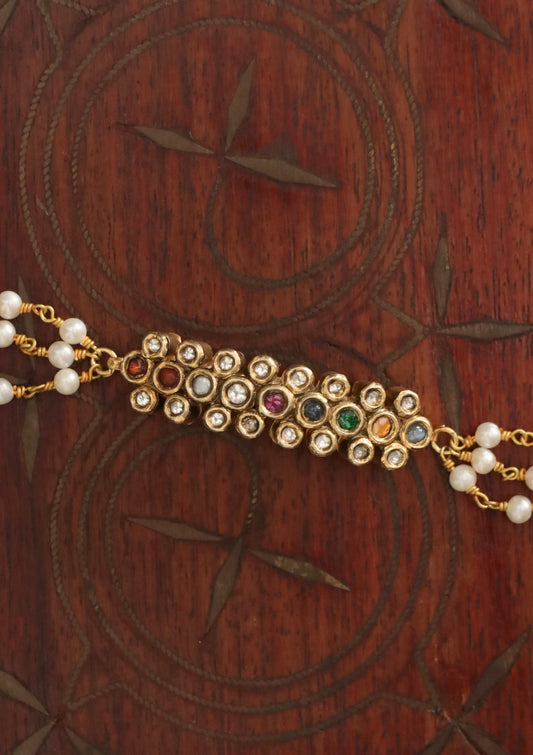 Aabha Navratna Silver Bracelet