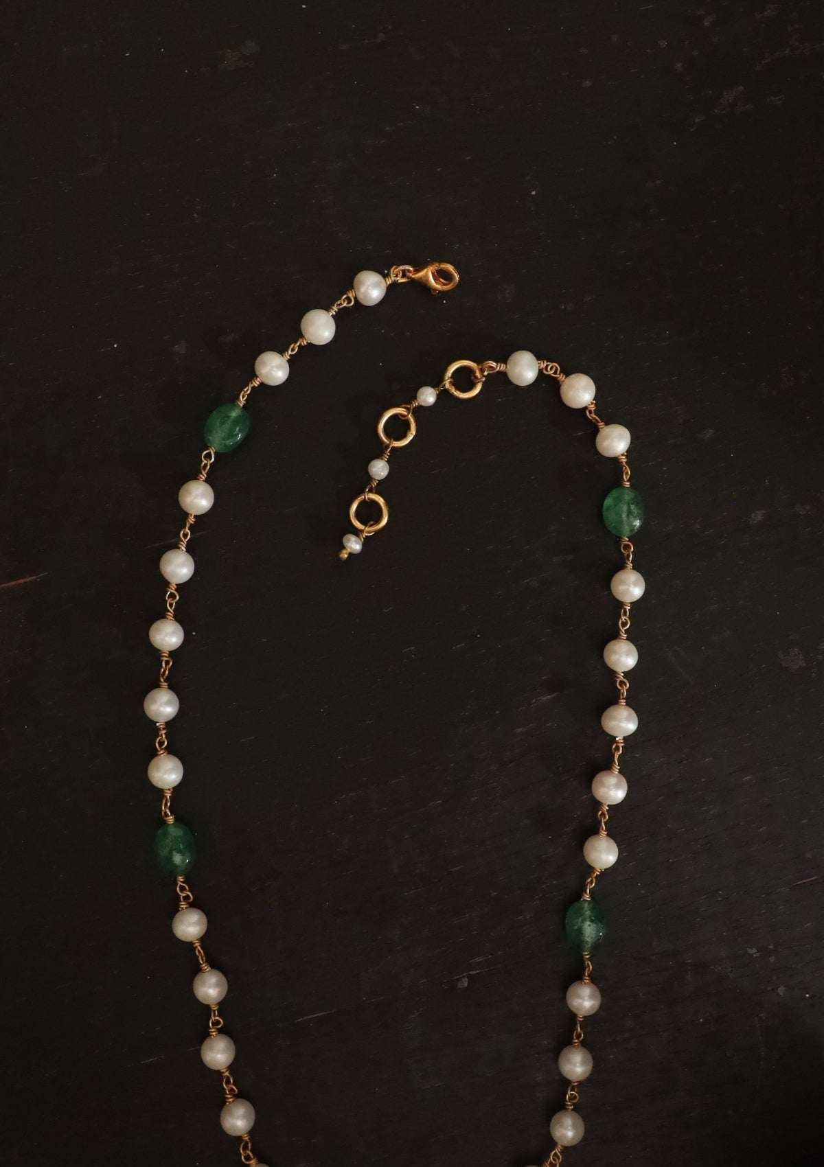 Navya Navratna Silver Pearl Necklace