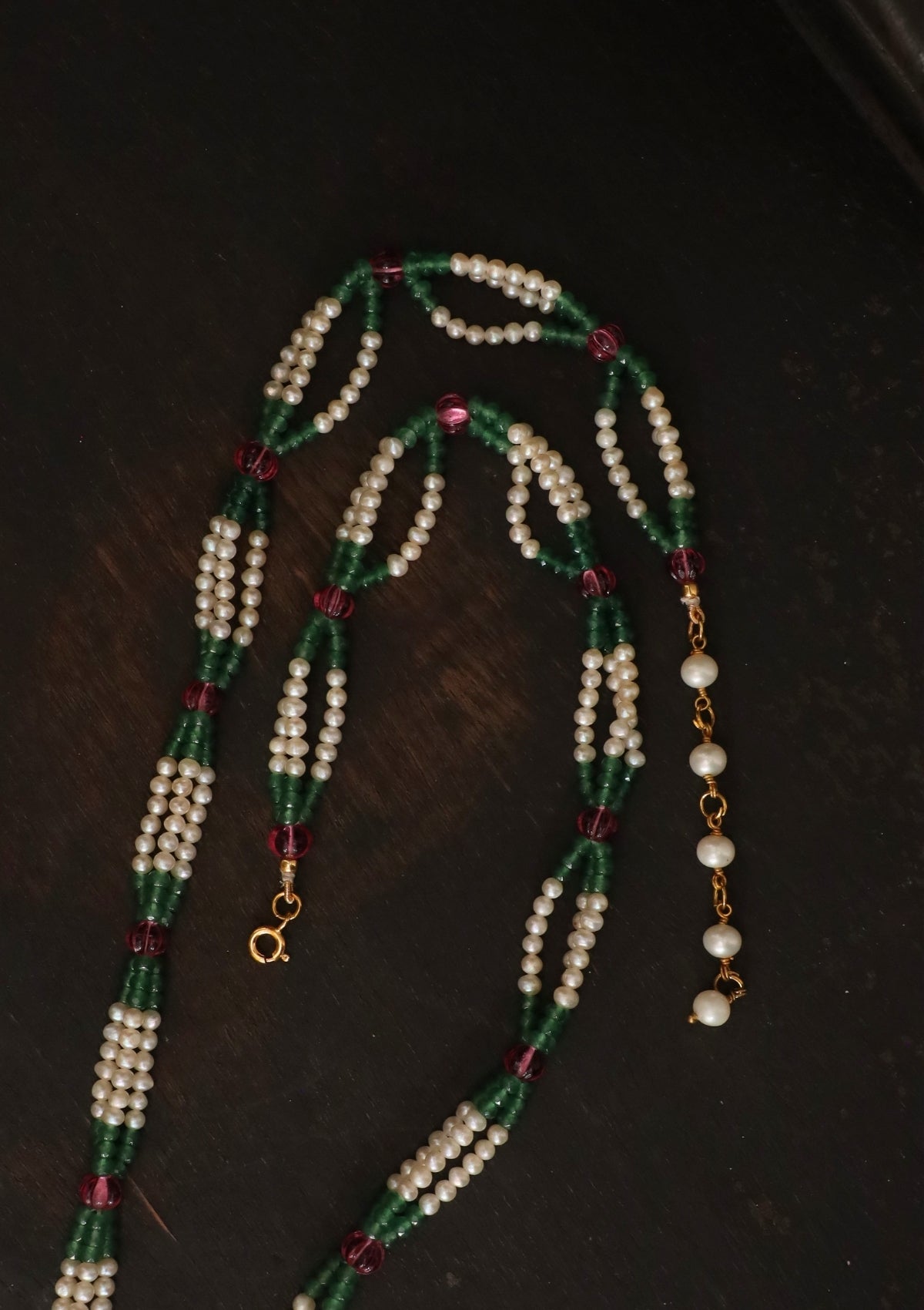 Saanjh Navratna Silver Tassel Necklace