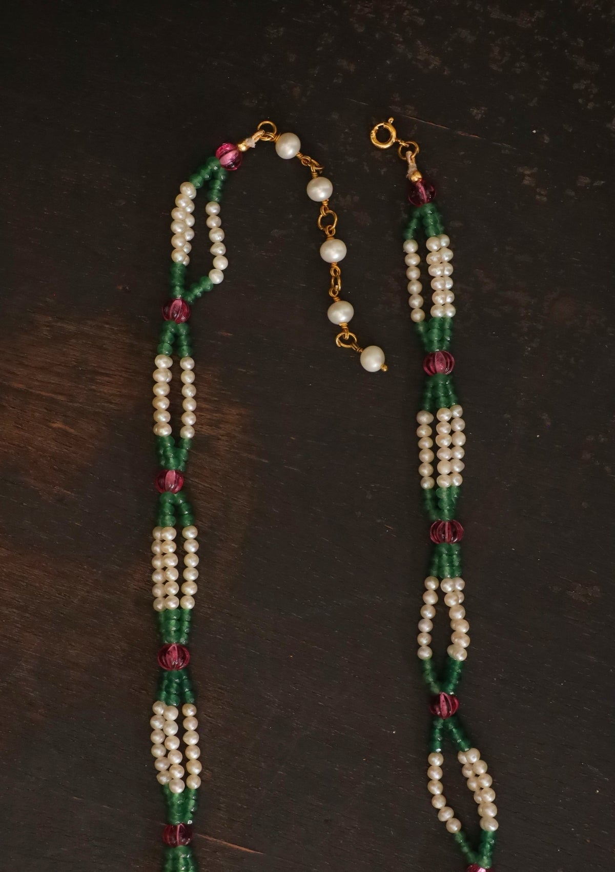 Saanjh Navratna Silver Tassel Necklace