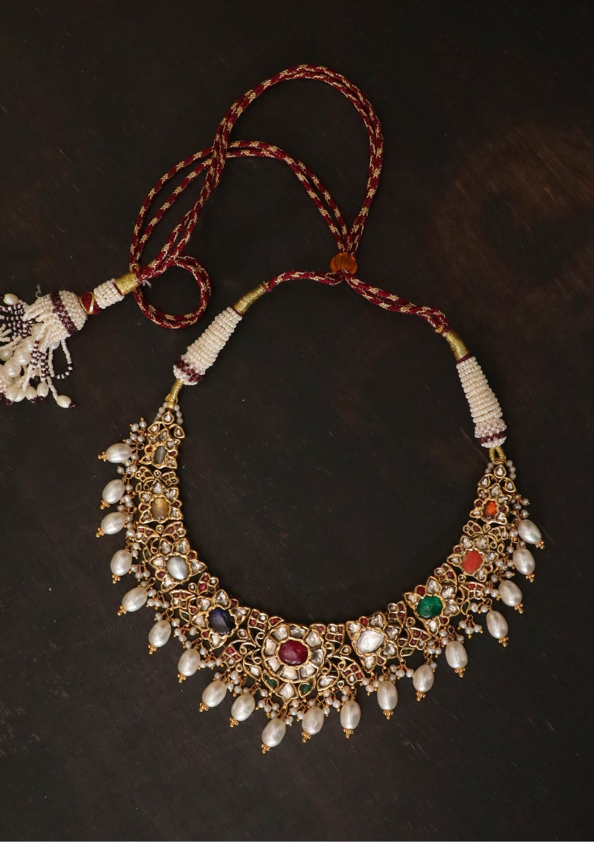 Padmavati Navratna Silver Necklace