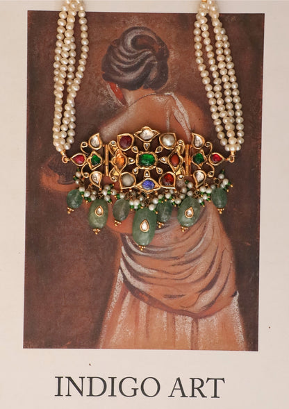Devyani Navratna Silver Choker Necklace