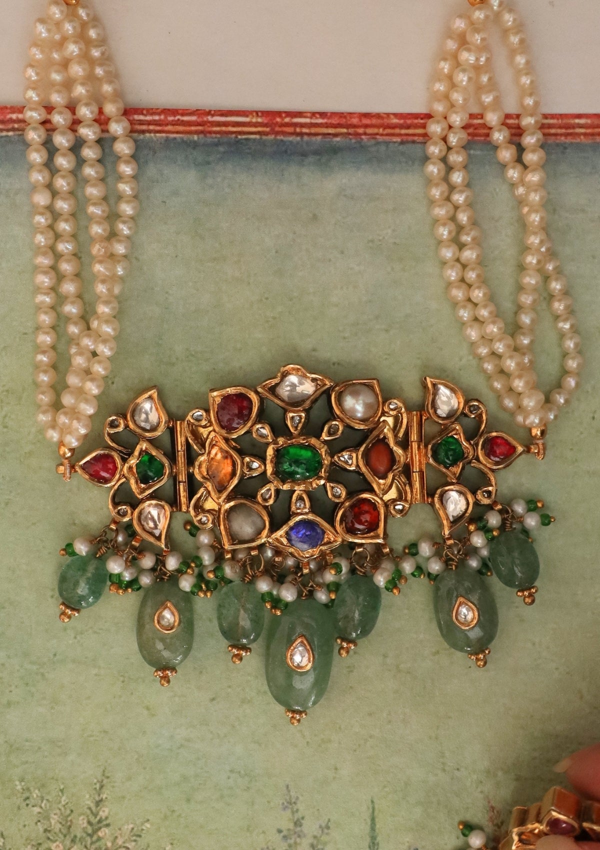 Devyani Navratna Silver Choker Necklace