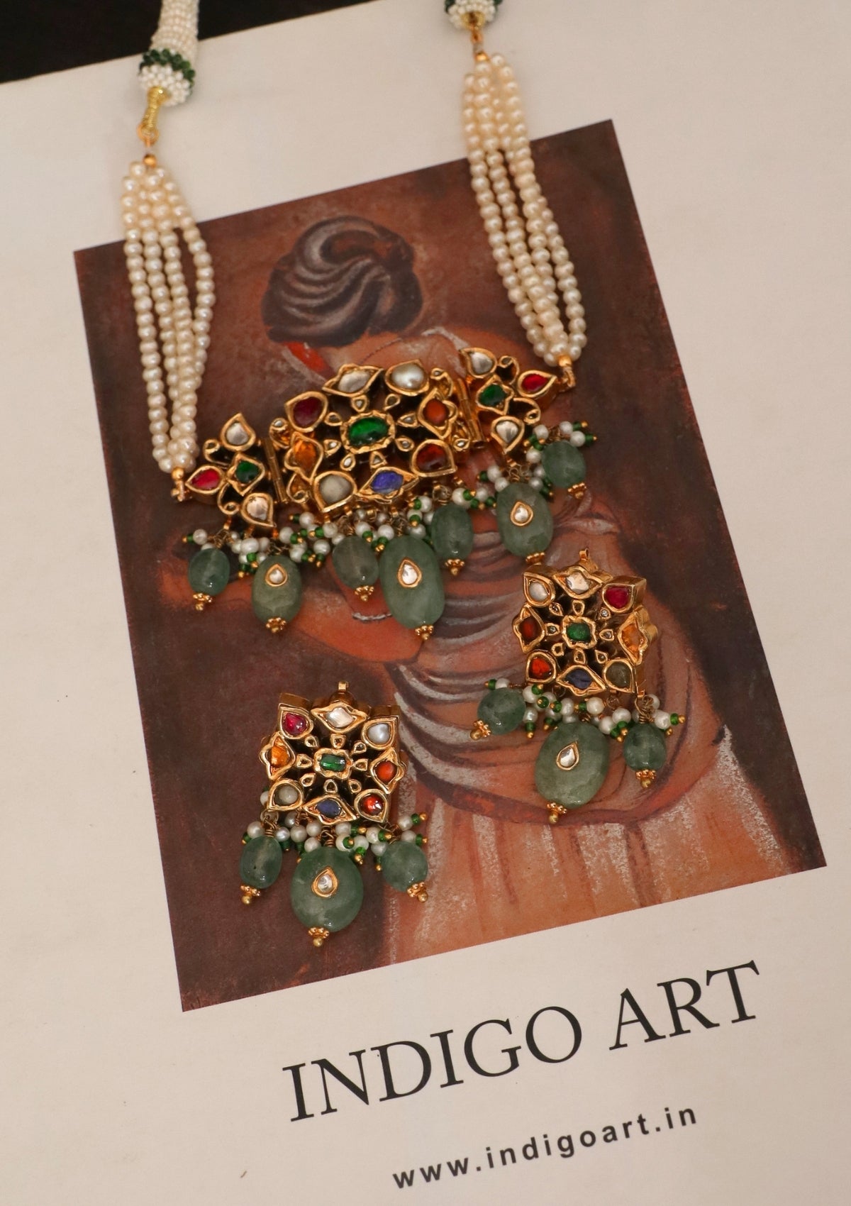 Devyani Navratna Silver Choker Necklace