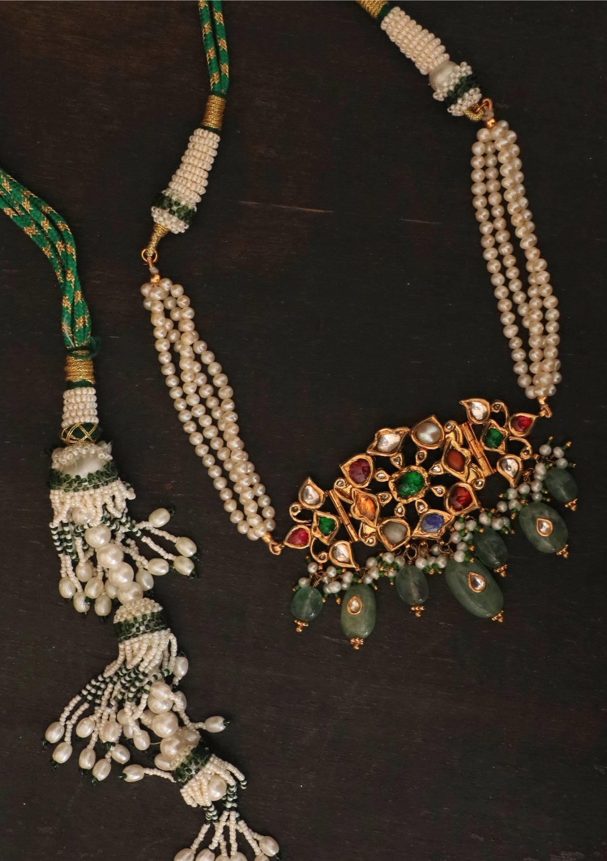 Devyani Navratna Silver Choker Necklace