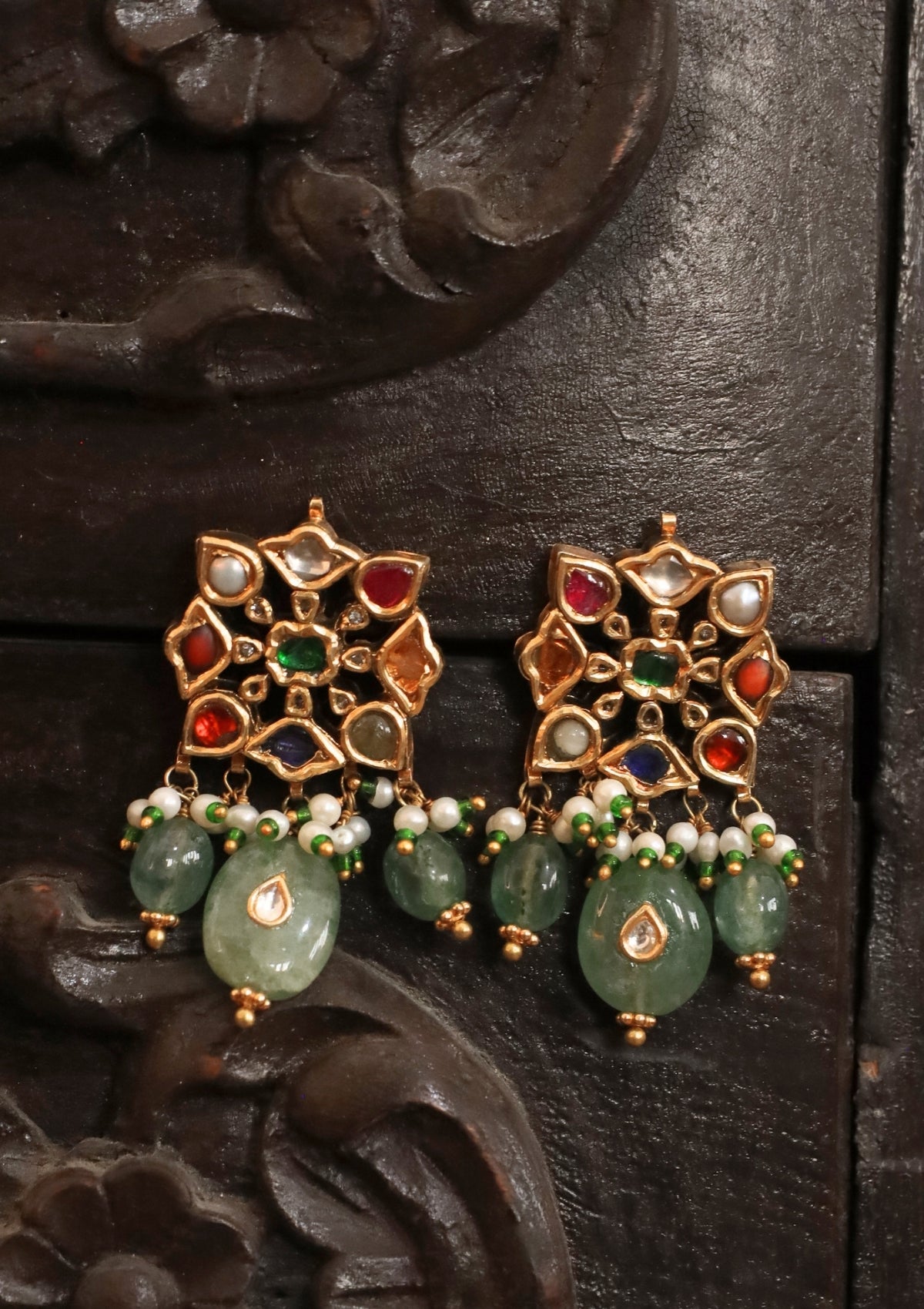 Devyani Navratna Silver Earrings