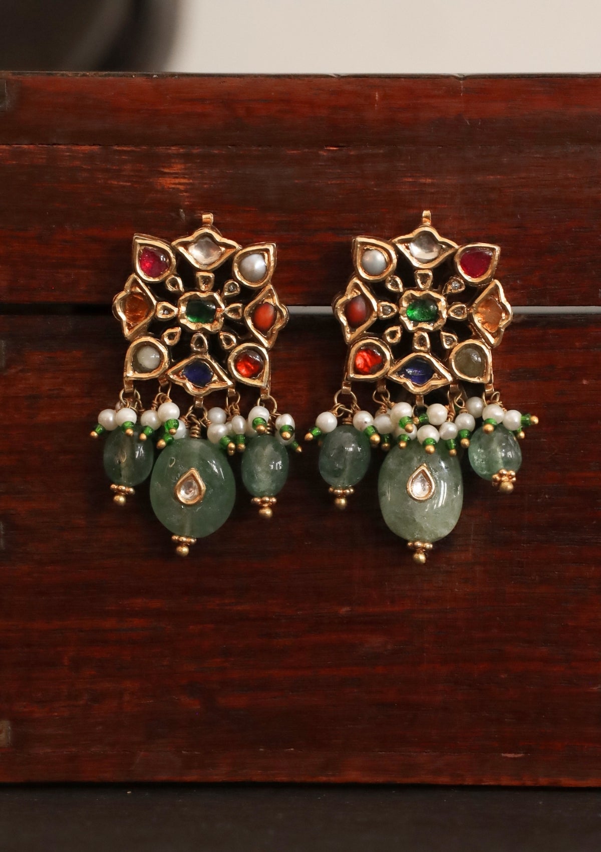 Devyani Navratna Silver Earrings