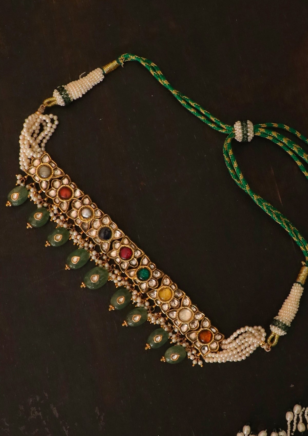 Tara Navratna Silver Choker Necklace