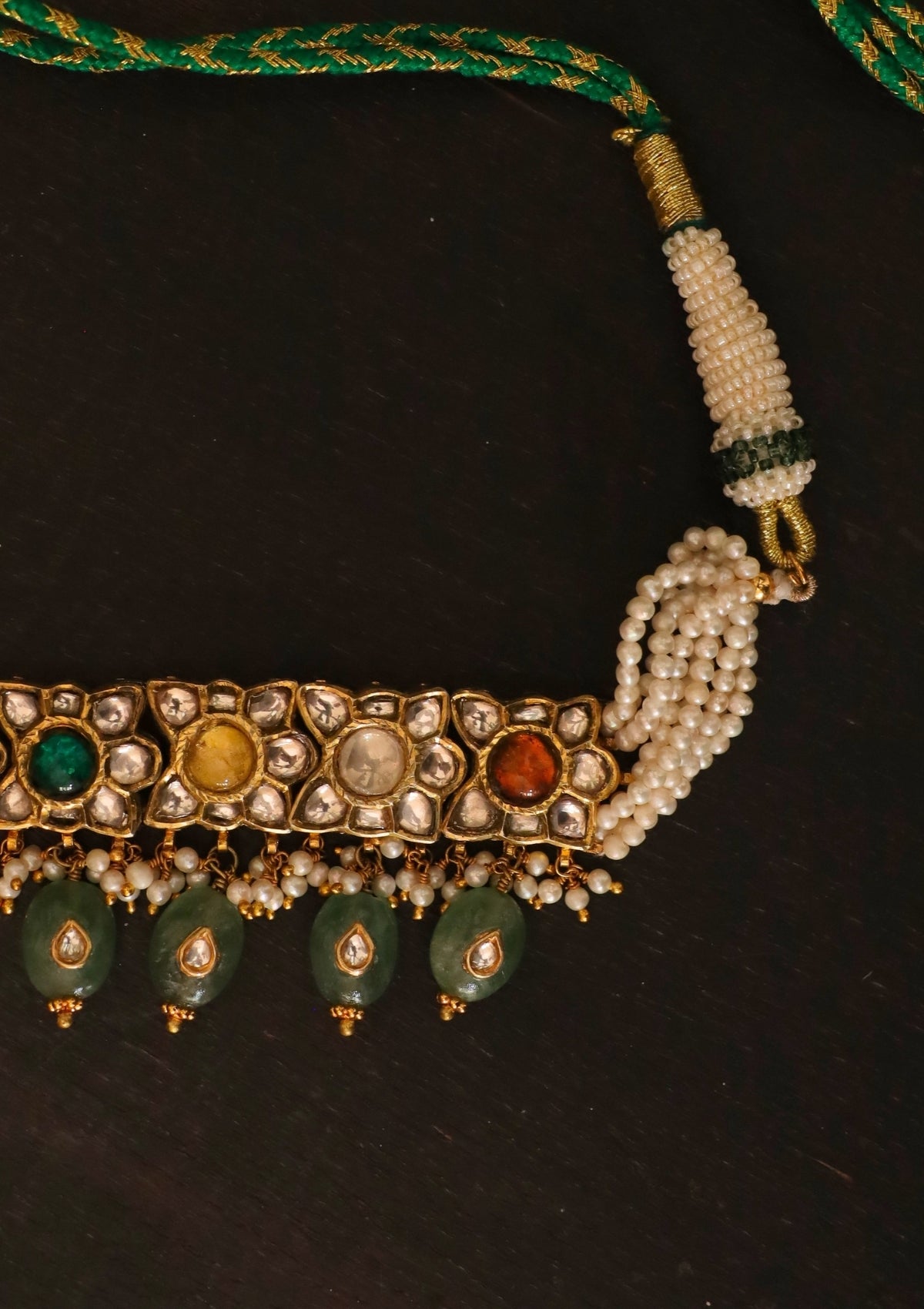 Tara Navratna Silver Choker Necklace