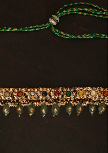 Tara Navratna Silver Choker Necklace