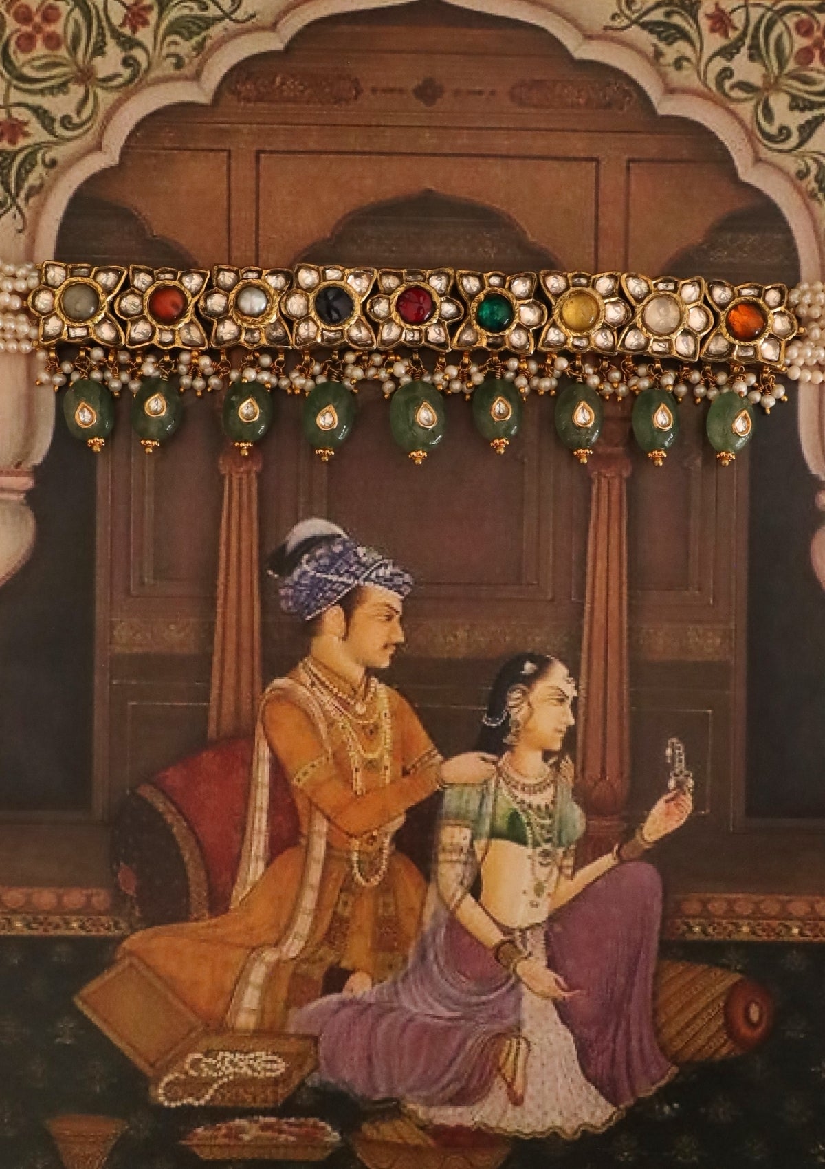 Tara Navratna Silver Choker Necklace