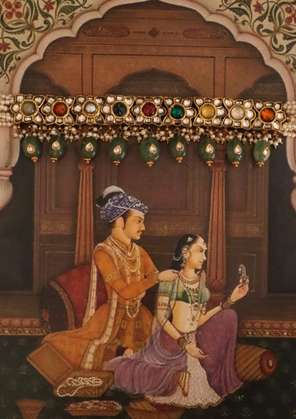 Tara Navratna Silver Choker Necklace