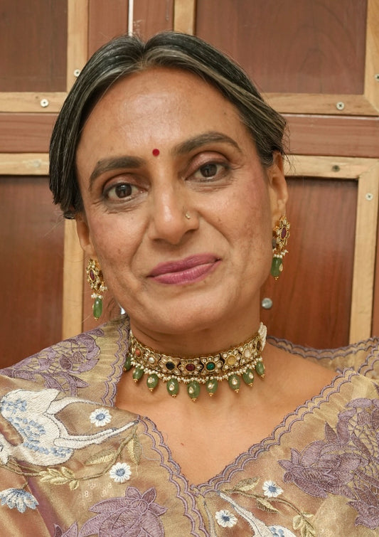Tara Navratna Silver Choker Necklace