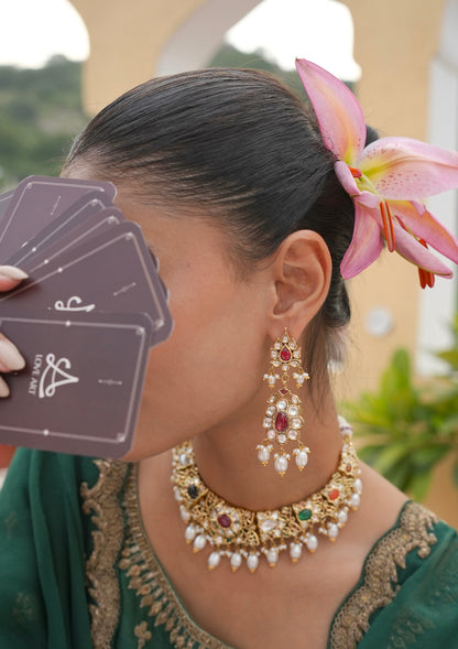 Padmavati Navratna Silver Earrings