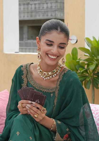 Padmavati Navratna Silver Necklace