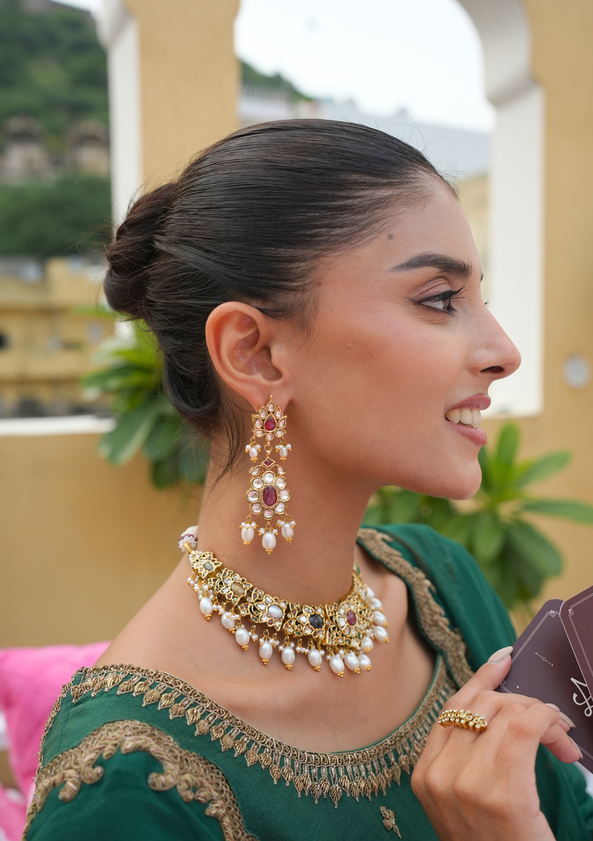 Padmavati Navratna Silver Earrings
