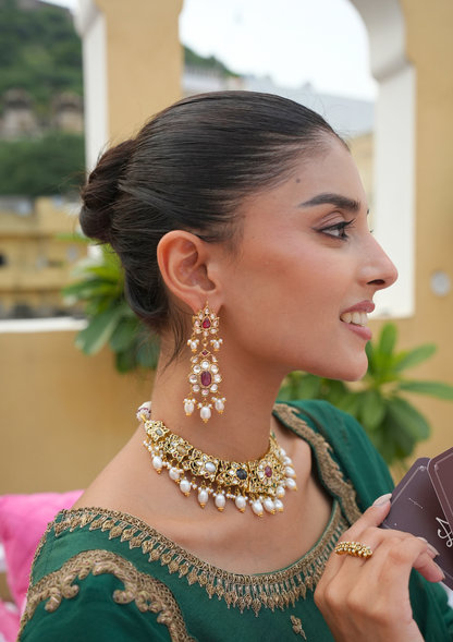 Padmavati Navratna Silver Earrings