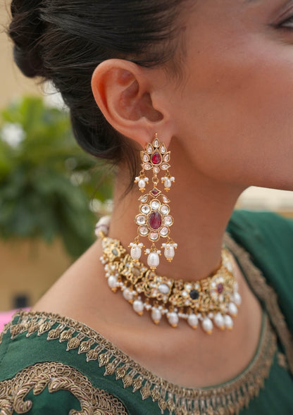 Padmavati Navratna Silver Earrings