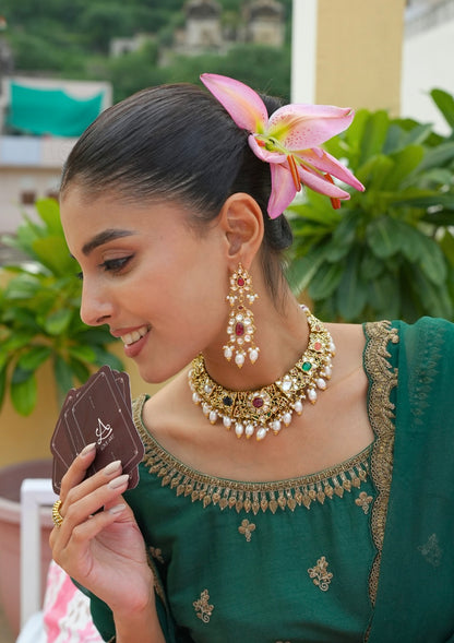 Padmavati Navratna Silver Earrings