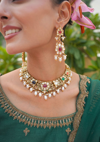 Padmavati Navratna Silver Earrings
