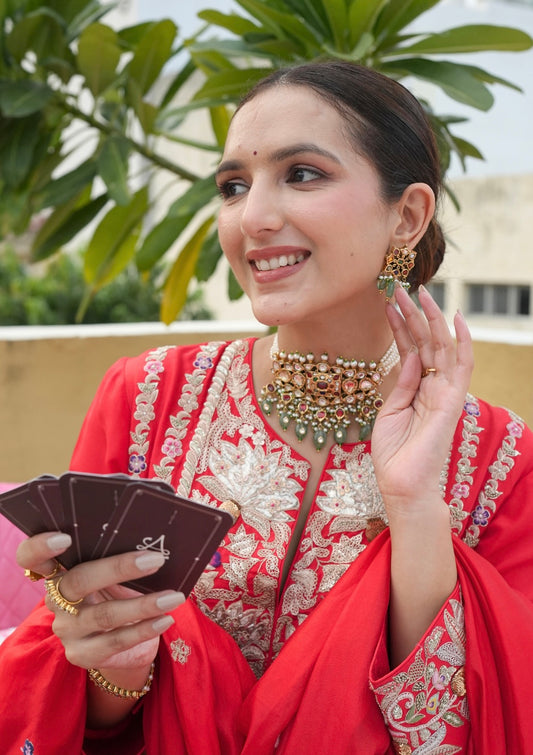 Kalyani Navratna Silver Choker Necklace