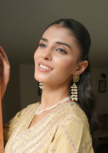 Kusum Navratna Silver Jhumki Earrings