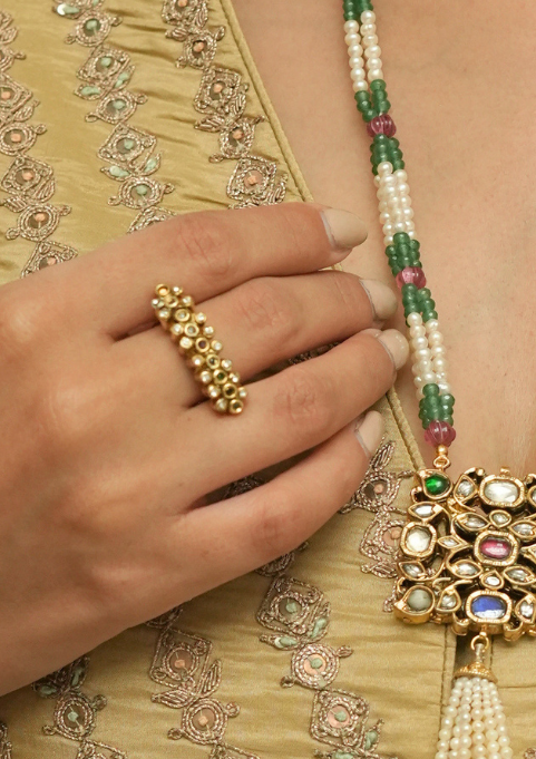 Saanjh Navratna Silver Tassel Necklace