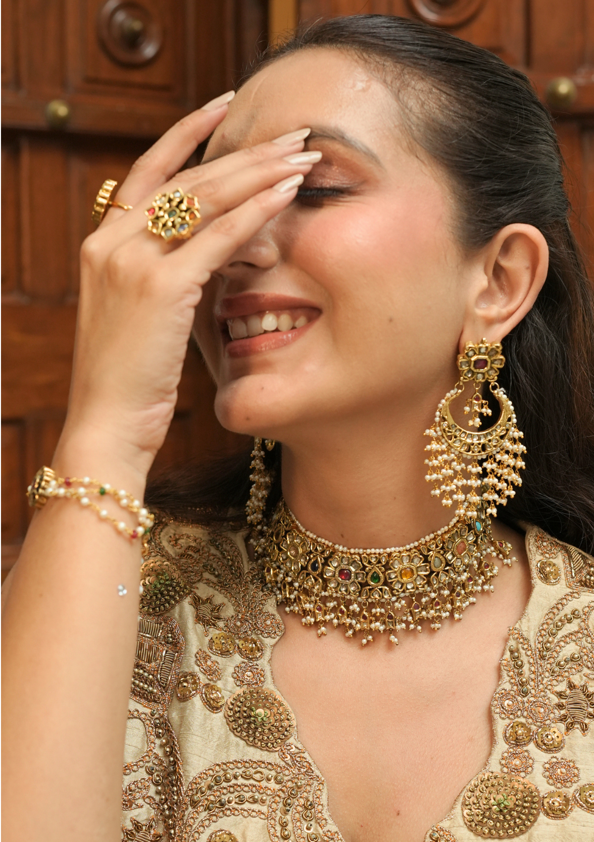 Rajvika Silver Chandbali Earrings